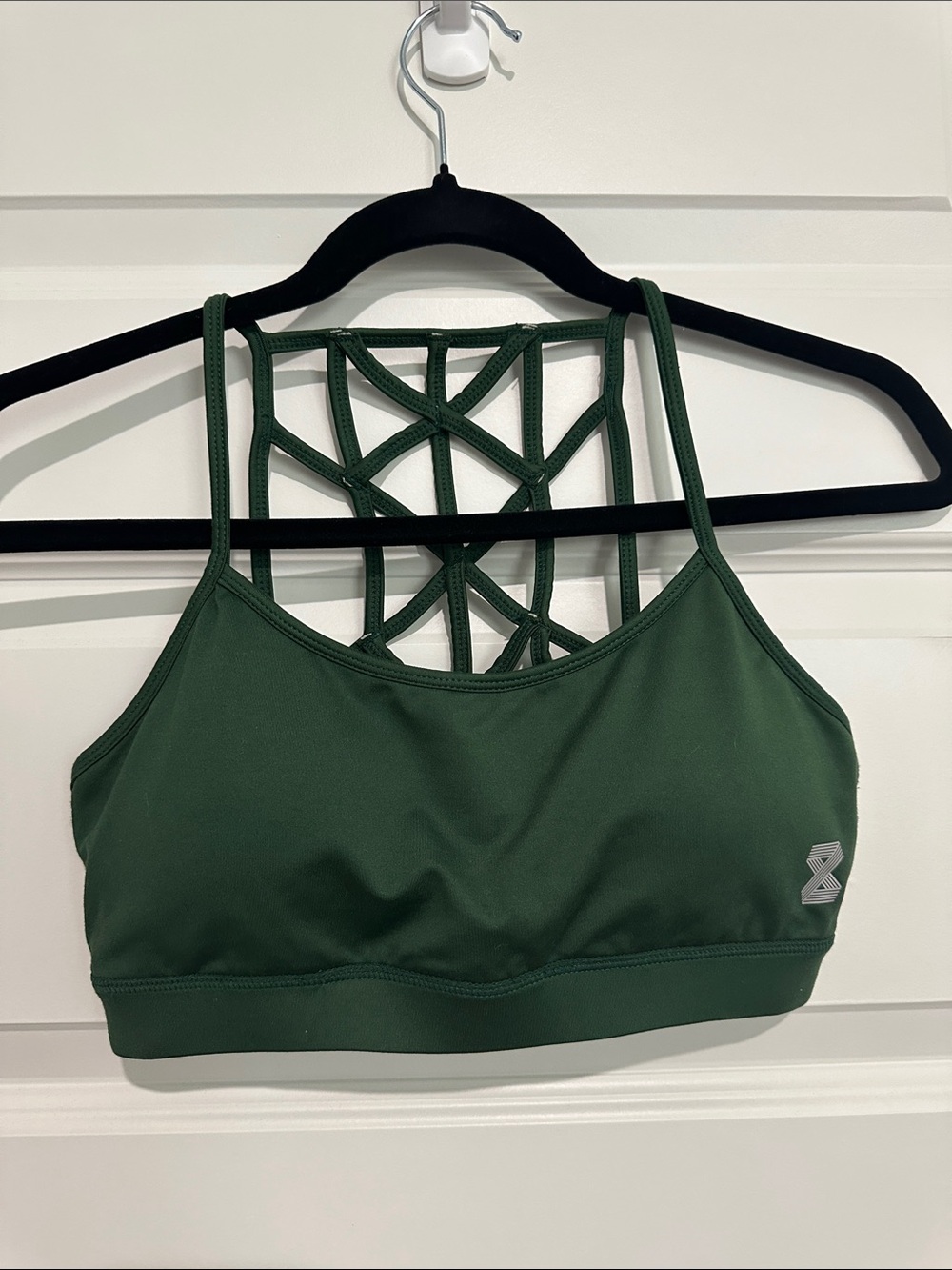 Ziane Womens Forest Green Crisscross Back Sports Bra Small